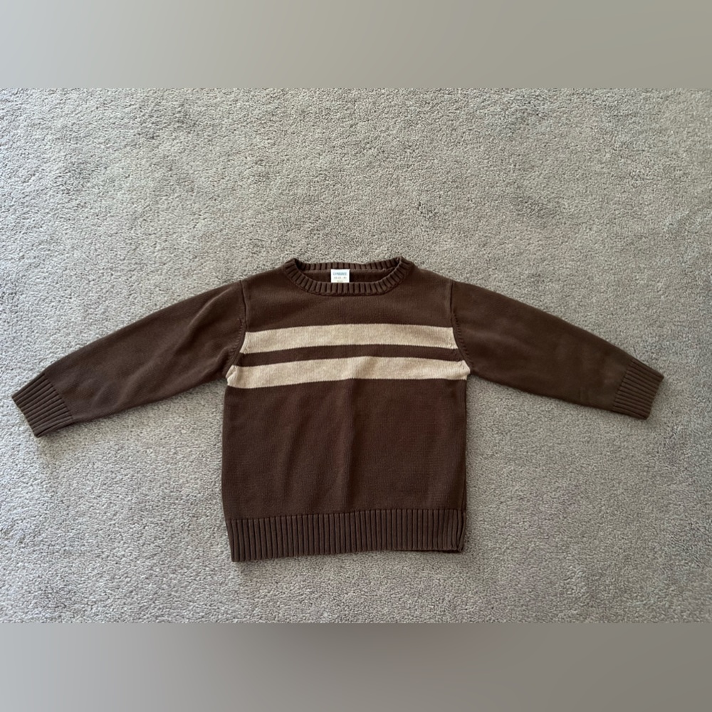 Gymboree boys brown stripe crewneck Sweater size xs 3-4 long sleeve